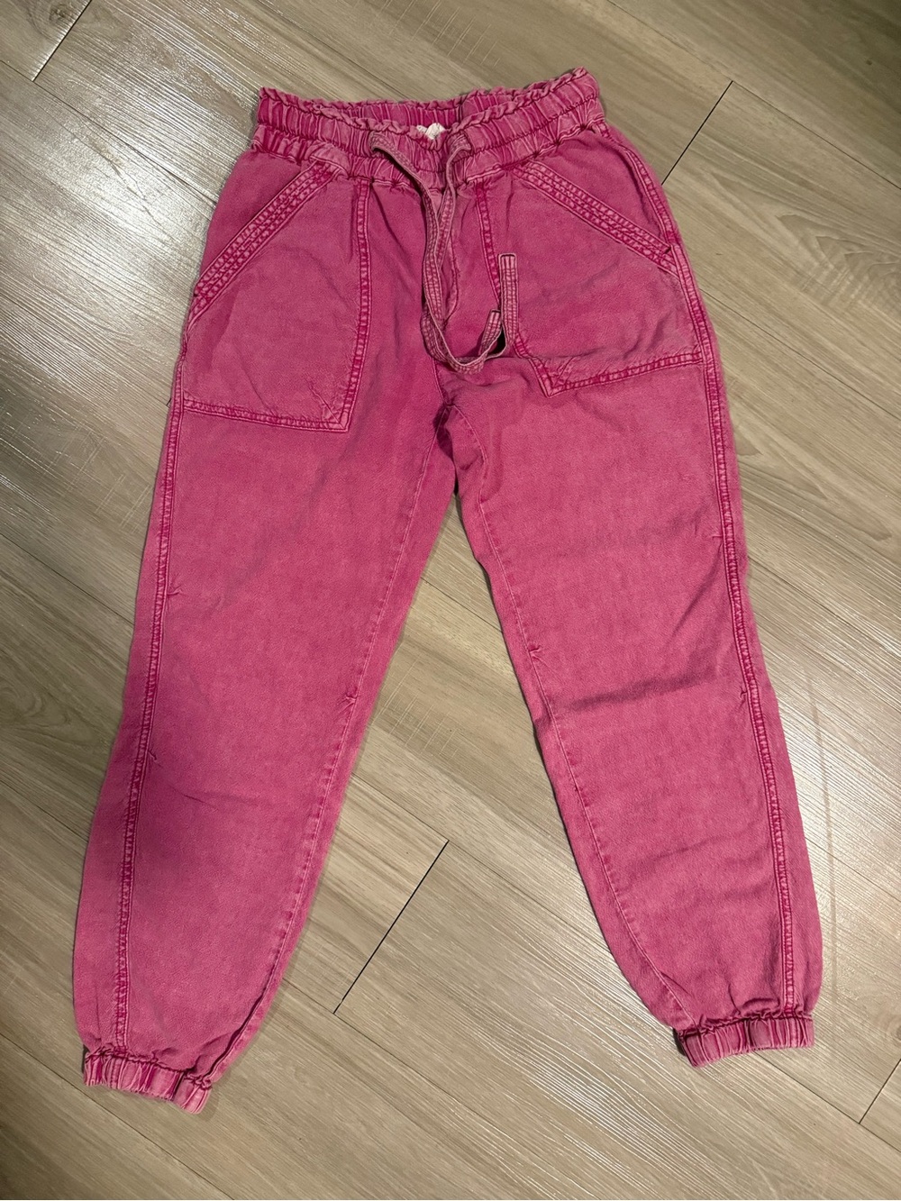 Anthropologie pink drawstring joggers